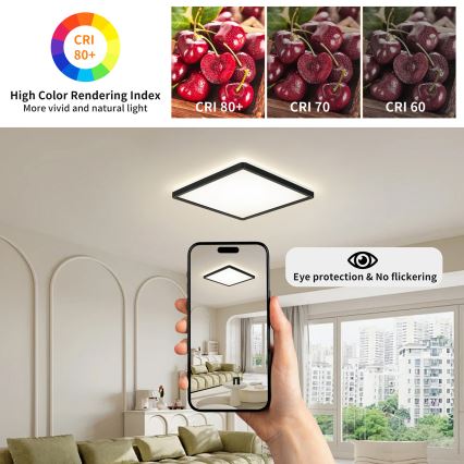 Brilagi - Lámpara LED regulable con sensor de movimiento y crepuscular ULTRA SLIM LED/18W/230V 30x30 cm + mando a distancia