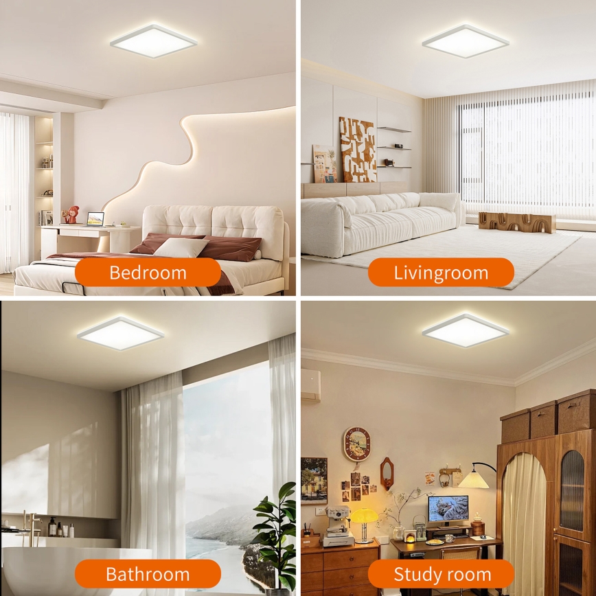 Brilagi - Lámpara LED regulable con sensor de movimiento y crepuscular ULTRA SLIM LED/18W/230V 30x30 cm + mando a distancia