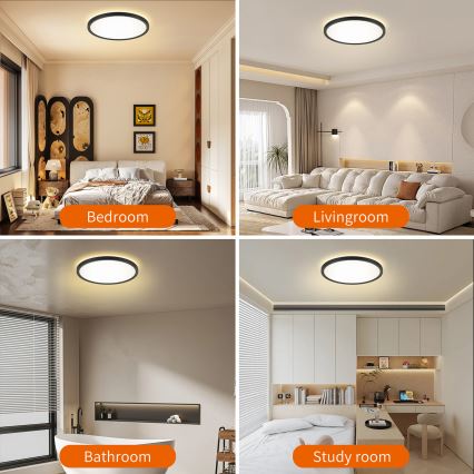 Brilagi - Lámpara LED regulable con sensor de movimiento y crepuscular ULTRA SLIM LED/24W/230V d. 42 cm + mando a distancia