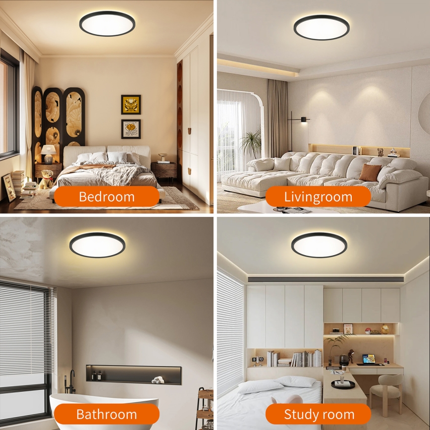 Brilagi - Lámpara LED regulable con sensor de movimiento y crepuscular ULTRA SLIM LED/24W/230V d. 42 cm + mando a distancia