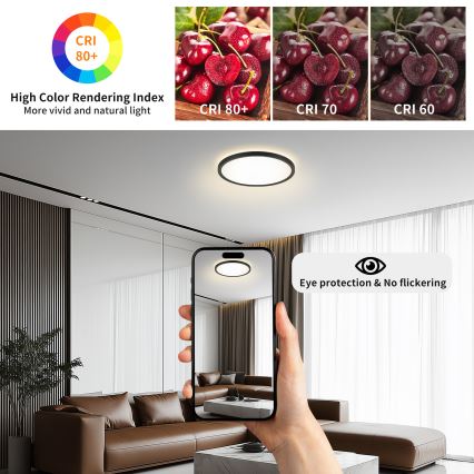 Brilagi - Lámpara LED regulable con sensor de movimiento y crepuscular ULTRA SLIM LED/24W/230V d. 42 cm + mando a distancia