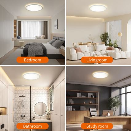 Brilagi - Lámpara LED regulable con sensor de movimiento y crepuscular ULTRA SLIM LED/24W/230V d. 42 cm + mando a distancia