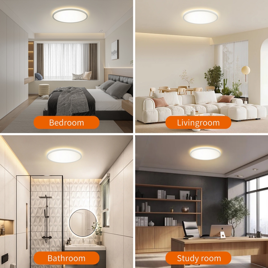Brilagi - Lámpara LED regulable con sensor de movimiento y crepuscular ULTRA SLIM LED/24W/230V d. 42 cm + mando a distancia