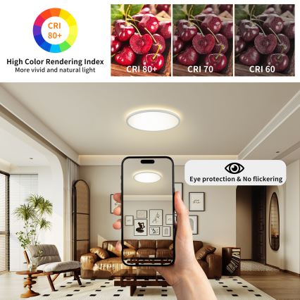 Brilagi - Lámpara LED regulable con sensor de movimiento y crepuscular ULTRA SLIM LED/24W/230V d. 42 cm + mando a distancia