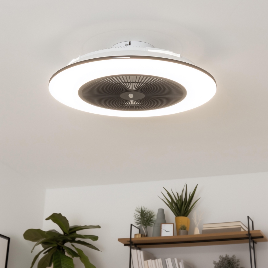 Brilagi - Lámpara LED regulable con ventilador AURA LED/38W/230V 3000-6000K negro + control remoto
