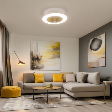 Brilagi - Lámpara LED regulable con ventilador AURA LED/38W/230V 3000-6000K dorado + control remoto