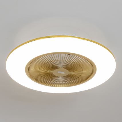 Brilagi - Lámpara LED regulable con ventilador AURA LED/38W/230V 3000-6000K dorado + control remoto