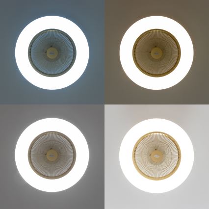 Brilagi - Lámpara LED regulable con ventilador AURA LED/38W/230V 3000-6000K dorado + control remoto