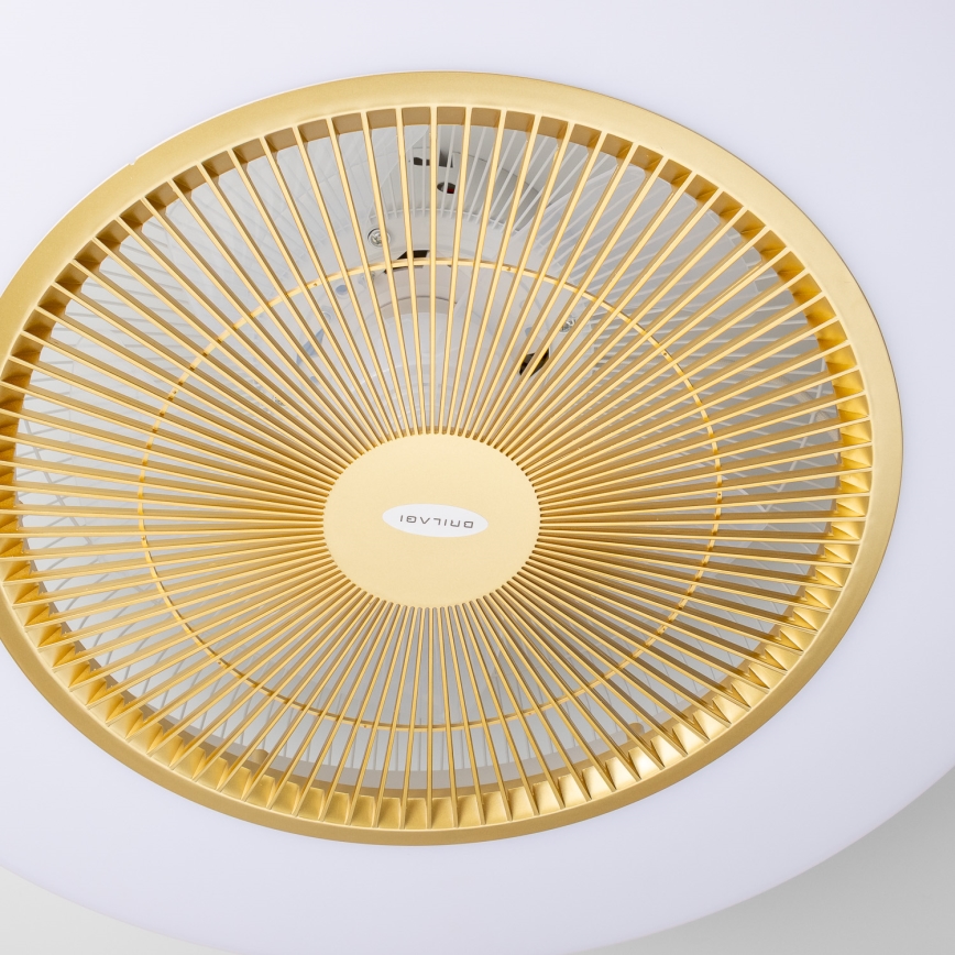 Brilagi - Lámpara LED regulable con ventilador AURA LED/38W/230V 3000-6000K dorado + control remoto