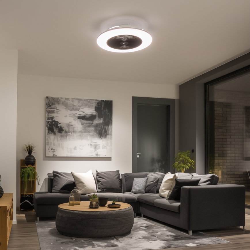 Brilagi - Lámpara LED regulable con ventilador AURA LED/38W/230V 3000-6000K negro + control remoto