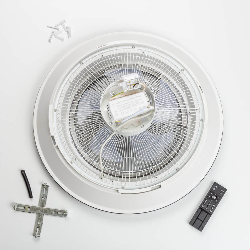 Brilagi - Lámpara LED regulable con ventilador AURA LED/38W/230V 3000-6000K plata + control remoto