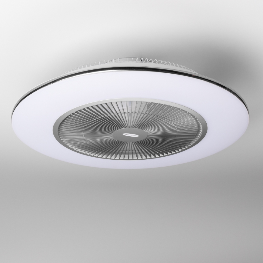 Brilagi - Lámpara LED regulable con ventilador AURA LED/38W/230V 3000-6000K plata + control remoto