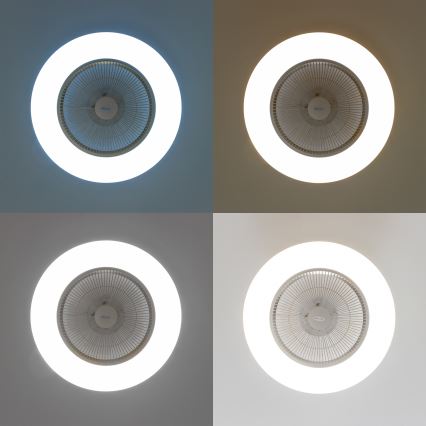 Brilagi - Lámpara LED regulable con ventilador AURA LED/38W/230V 3000-6000K plata + control remoto