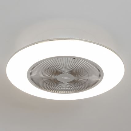 Brilagi - Lámpara LED regulable con ventilador AURA LED/38W/230V 3000-6000K plata + control remoto