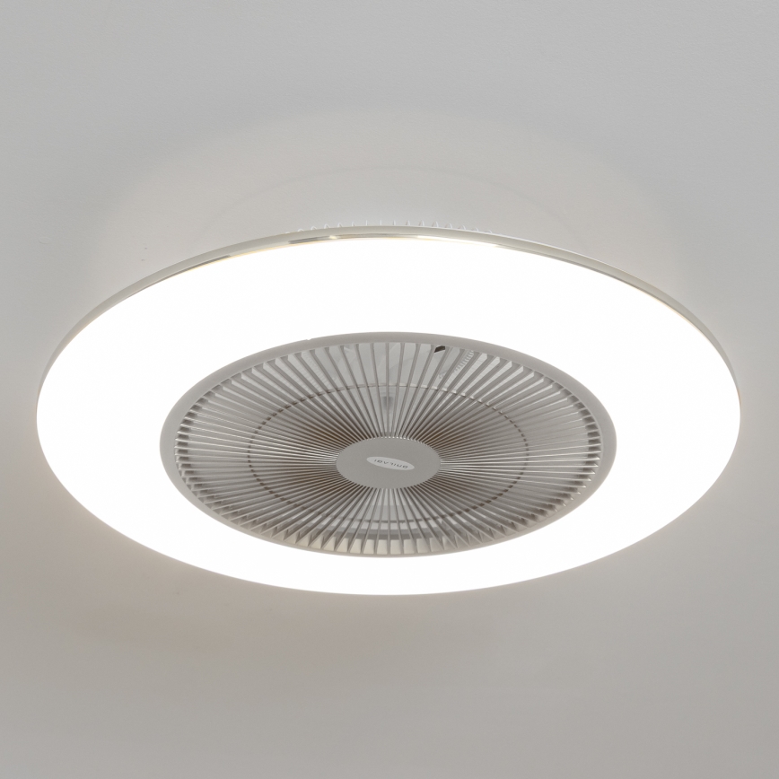 Brilagi - Lámpara LED regulable con ventilador AURA LED/38W/230V 3000-6000K plata + control remoto