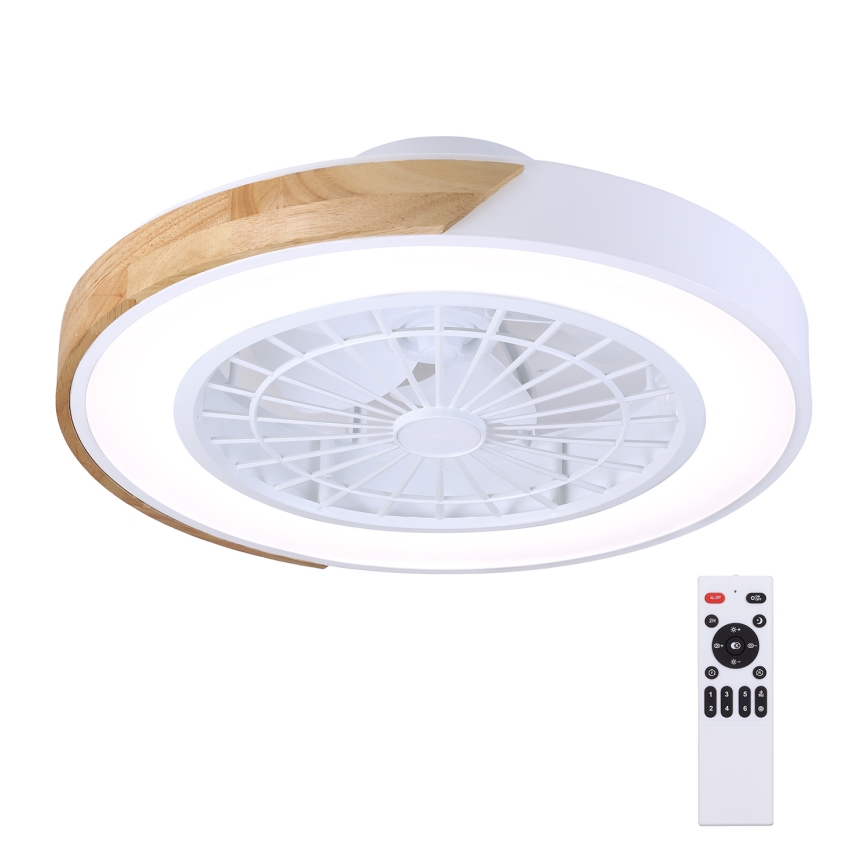 Brilagi - Plafón LED regulable con ventilador LED/30W/230V 3000-6500K blanco/roble + control remoto