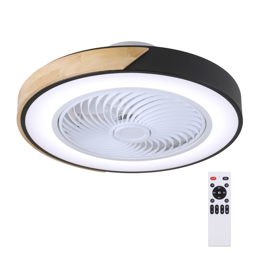 Brilagi - Plafón LED regulable con ventilador LED/30W/230V 3000-6500K negro/roble + control remoto