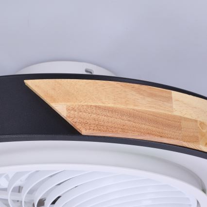 Brilagi - Plafón LED regulable con ventilador LED/30W/230V 3000-6500K negro/roble + control remoto