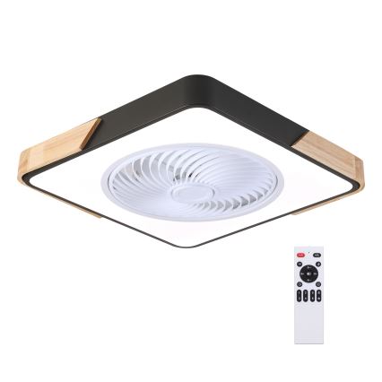 Brilagi - Plafón LED regulable con ventilador LED/30W/230V 3000-6500K negro/roble + control remoto