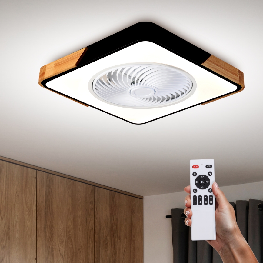 Brilagi - Plafón LED regulable con ventilador LED/30W/230V 3000-6500K negro/roble + control remoto
