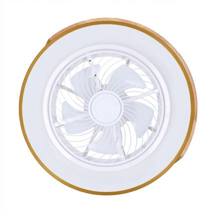 Brilagi - Lámpara de techo LED regulable con ventilador LED/38W/230V 3000-6500K Ø 50 cm azul/roble + mando a distancia
