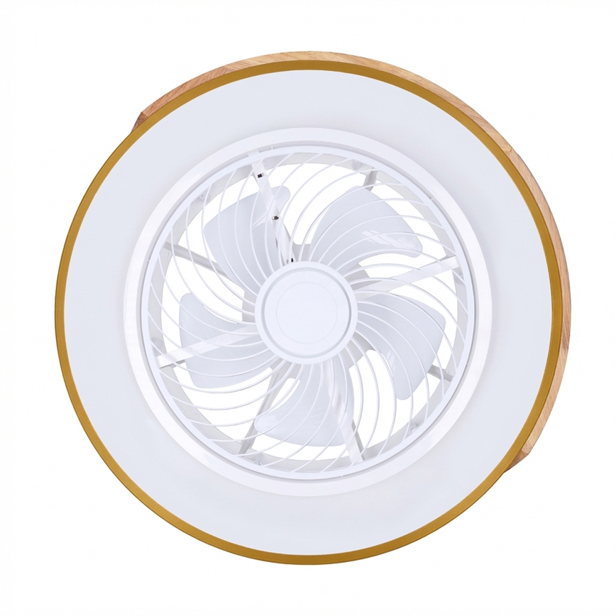Brilagi - Lámpara de techo LED regulable con ventilador LED/38W/230V 3000-6500K Ø 50 cm azul/roble + mando a distancia