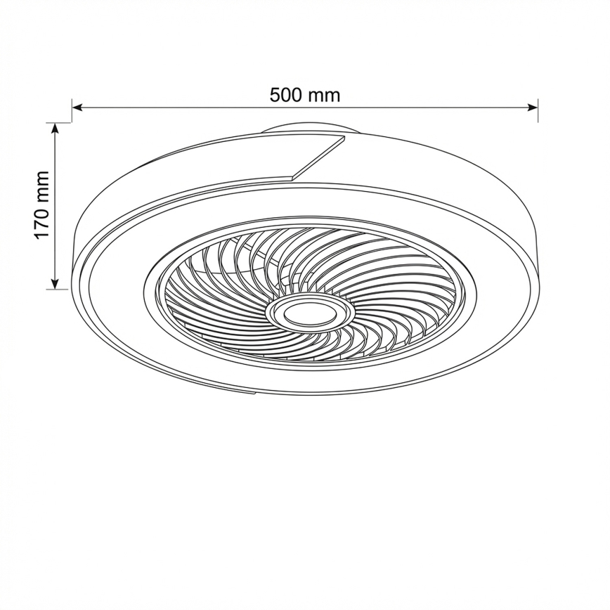Brilagi - Lámpara de techo LED regulable con ventilador, 38 W, 230 V, 3000–6500 K, Ø 50 cm, rosa/roble + mando a distancia