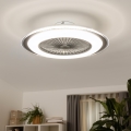 Brilagi - Lámpara LED regulable con ventilador RONDA LED/48W/230V 3000-6000K plata + mando a distancia