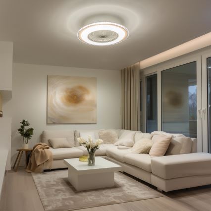 Brilagi - Lámpara LED regulable con ventilador RONDA LED/48W/230V 3000-6000K blanco + mando a distancia