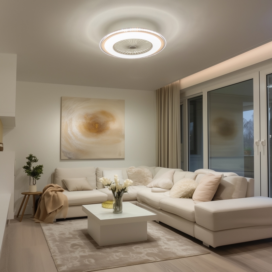 Brilagi - Lámpara LED regulable con ventilador RONDA LED/48W/230V 3000-6000K blanco + mando a distancia