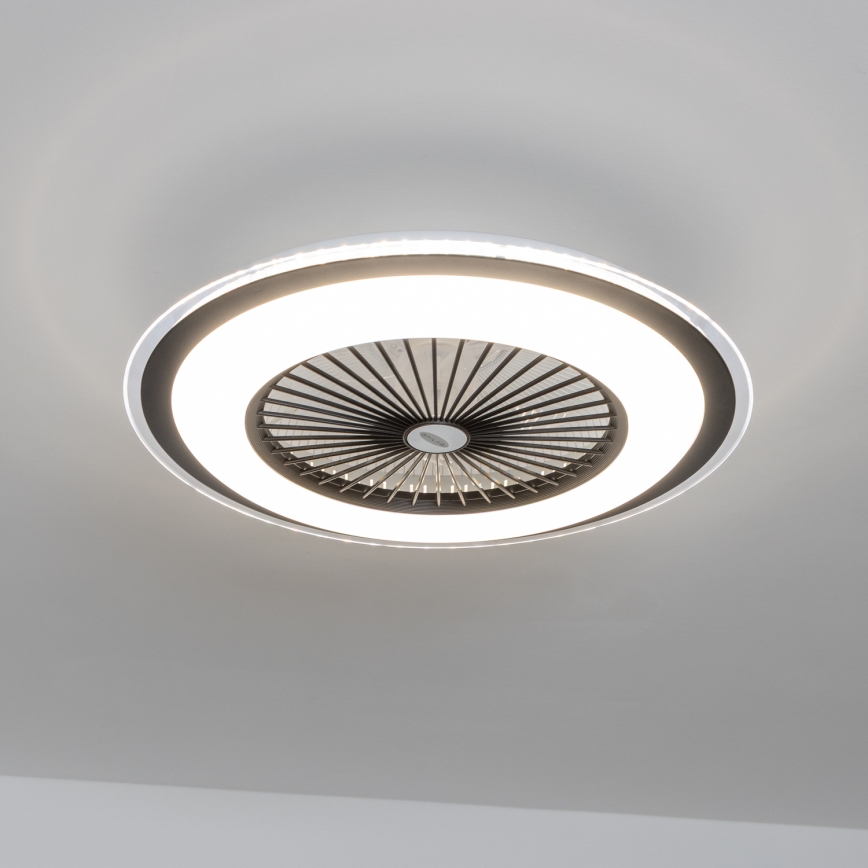 Brilagi - Lámpara LED regulable con ventilador RONDA LED/48W/230V 3000-6000K negro + control remoto