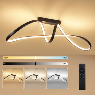 Brilagi - Lámpara LED regulable de montaje en superficie TWISTER LED/60W/230V 3000-6000K negra + mando a distancia