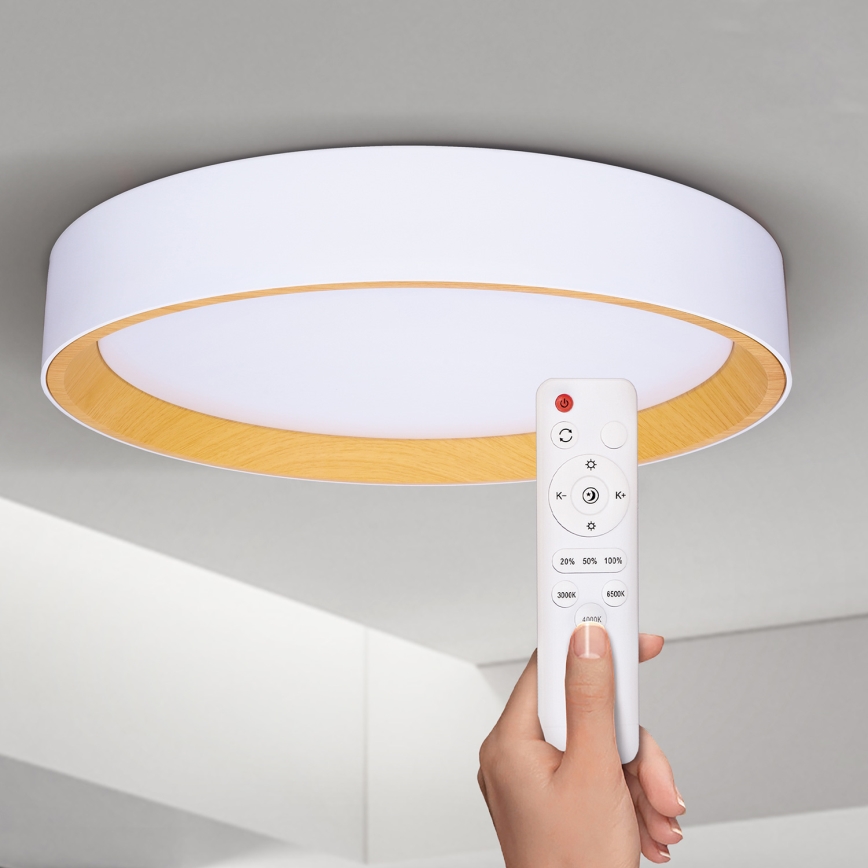 Brilagi - Plafón LED regulable LARIOS LED/48W/230V 3000-6500K ø 39 cm blanco + control remoto