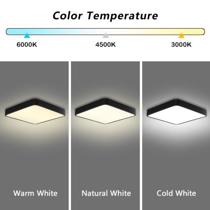 Brilagi - Lámpara de techo LED regulable POOL LED/36W/230V 3000-6000K 40x40 cm negra + mando a distancia