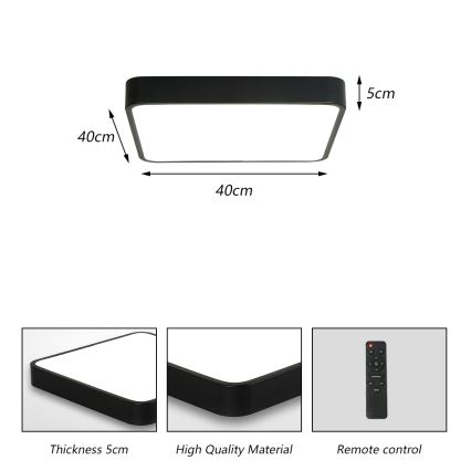Brilagi - Lámpara de techo LED regulable POOL LED/36W/230V 3000-6000K 40x40 cm negra + mando a distancia