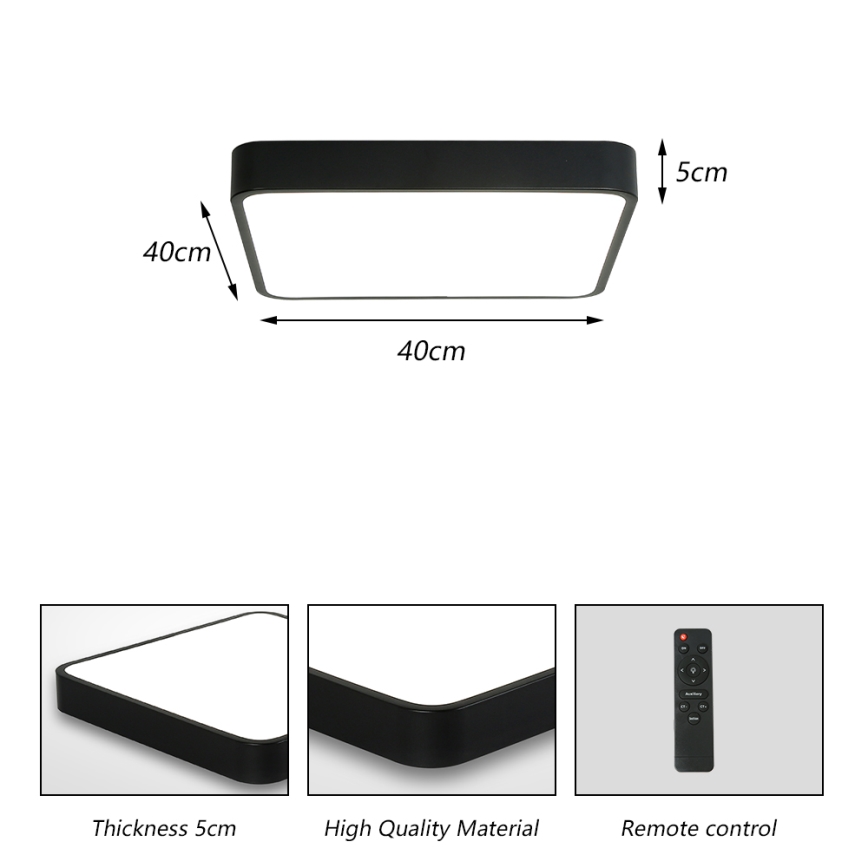 Brilagi - Lámpara de techo LED regulable POOL LED/36W/230V 3000-6000K 40x40 cm negra + mando a distancia