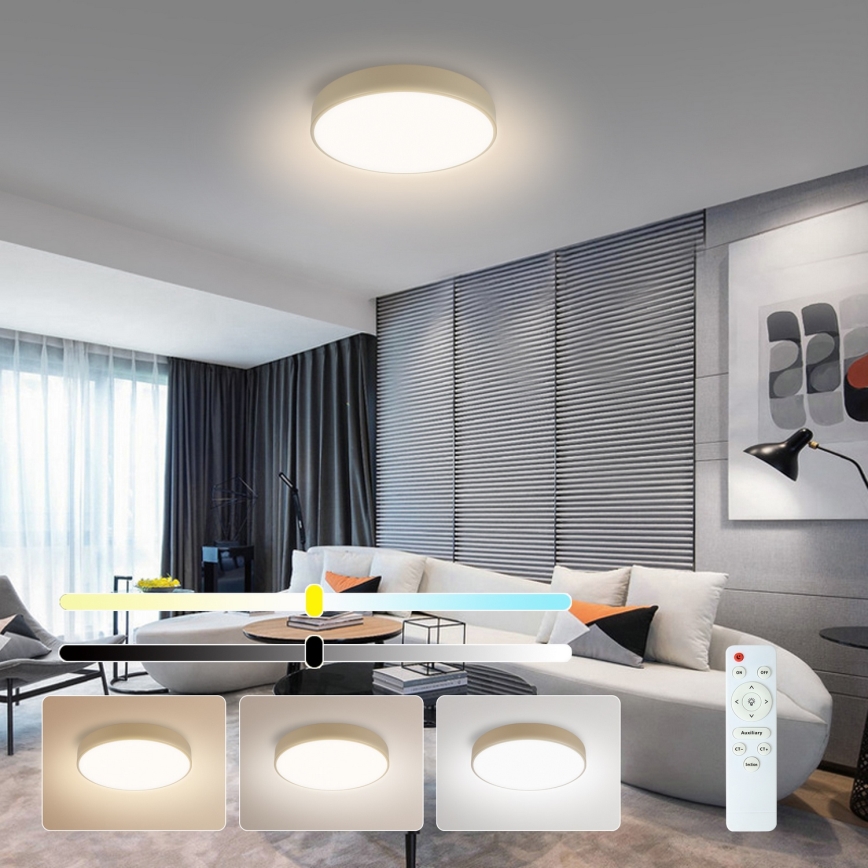 Brilagi - Lámpara de techo LED regulable POOL LED/36W/230V 3000-6000K diámetro 30 cm beige + mando a distancia