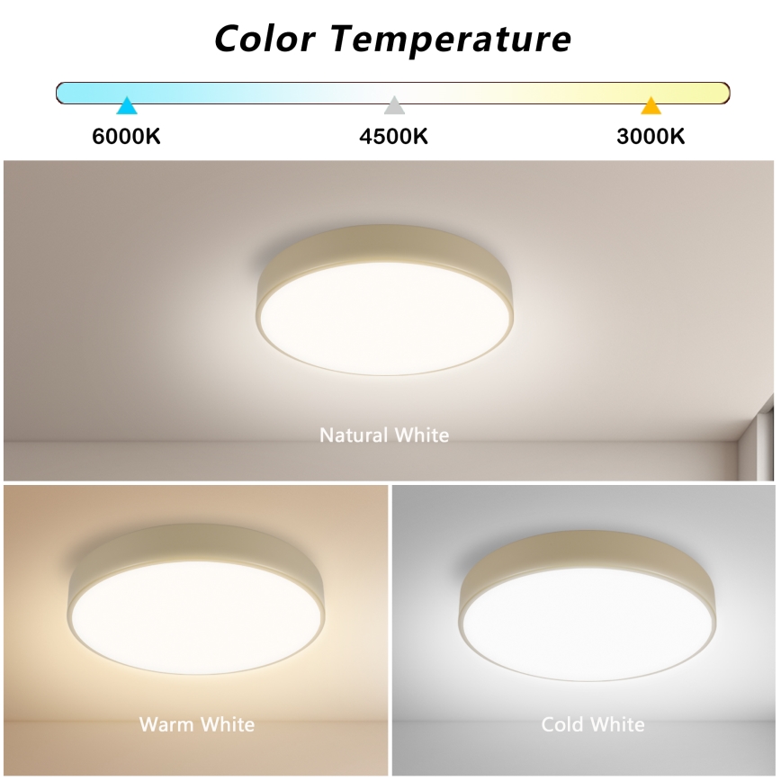 Brilagi - Lámpara de techo LED regulable POOL LED/36W/230V 3000-6000K diámetro 30 cm beige + mando a distancia
