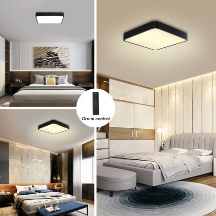 Brilagi - Lámpara de techo LED regulable POOL LED/48W/230V 3000-6000K 50x50 cm negra + mando a distancia