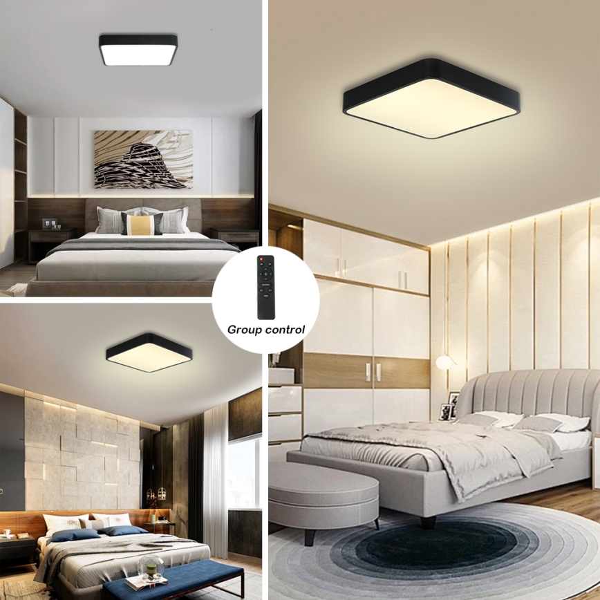 Brilagi - Lámpara de techo LED regulable POOL LED/48W/230V 3000-6000K 50x50 cm negra + mando a distancia
