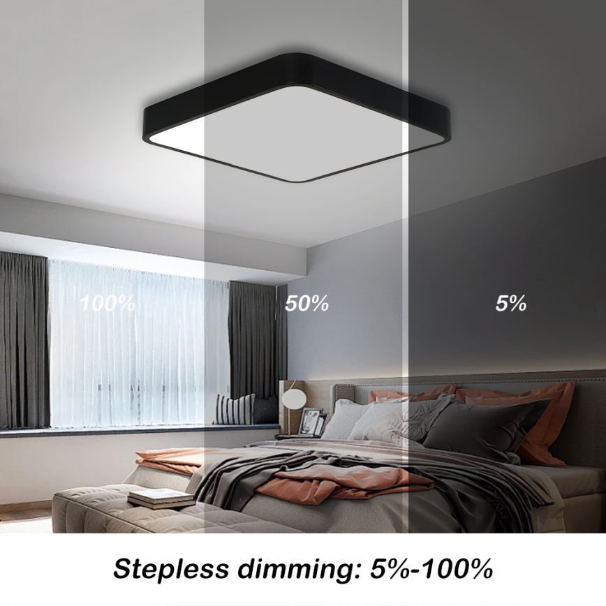 Brilagi - Lámpara de techo LED regulable POOL LED/48W/230V 3000-6000K 50x50 cm negra + mando a distancia