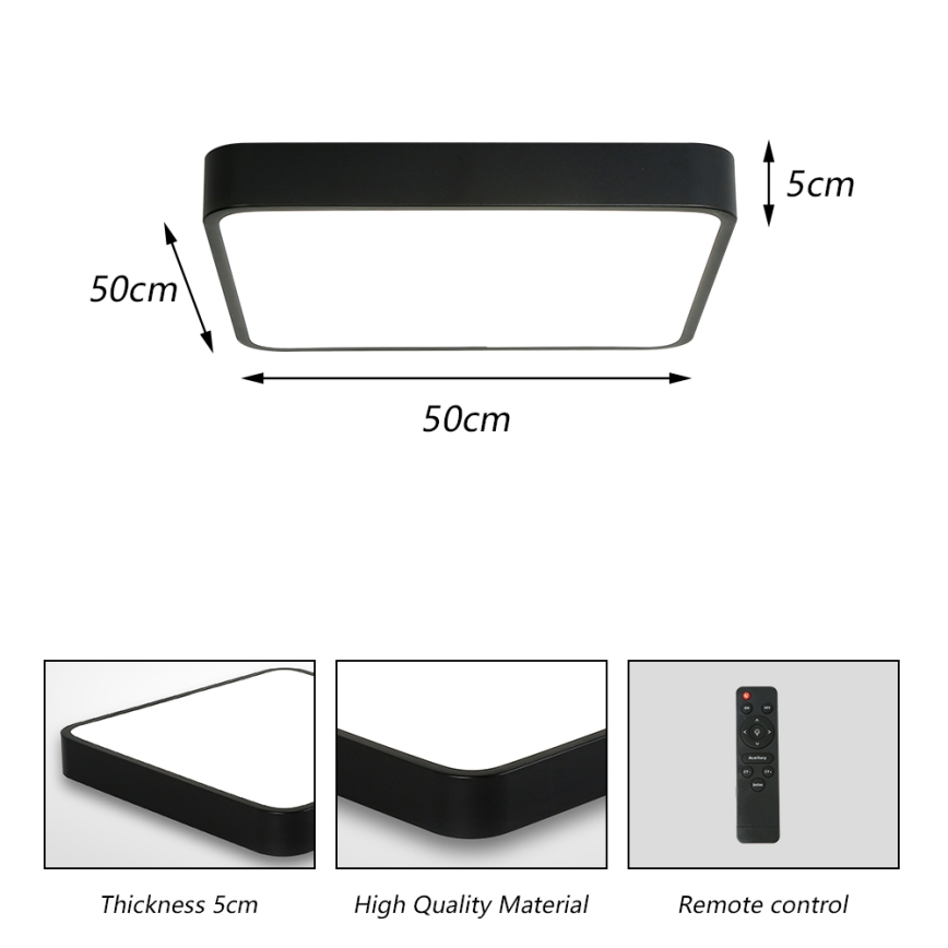 Brilagi - Lámpara de techo LED regulable POOL LED/48W/230V 3000-6000K 50x50 cm negra + mando a distancia