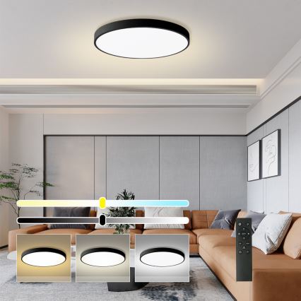 Brilagi - Lámpara de techo LED regulable POOL SMART LED/100W/230V 3000-6000K diám. 80 cm Wi-Fi Tuya negra + control remoto