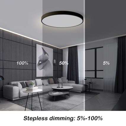 Brilagi - Lámpara de techo LED regulable POOL SMART LED/100W/230V 3000-6000K diám. 80 cm Wi-Fi Tuya negra + control remoto