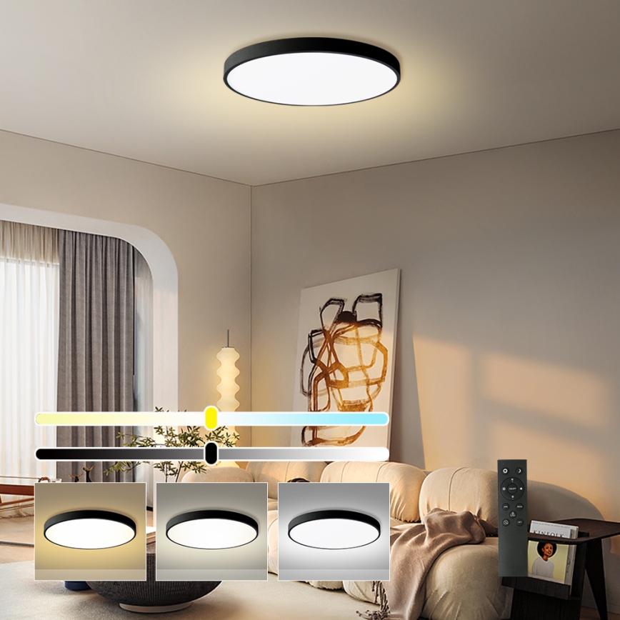Brilagi - Luminaria de techo LED regulable POOL SMART LED/180W/230V 3000-6000K Ø 120 cm Wi-Fi Tuya negra + mando a distancia