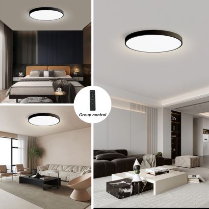 Brilagi - Luminaria de techo LED regulable POOL SMART LED/180W/230V 3000-6000K Ø 120 cm Wi-Fi Tuya negra + mando a distancia
