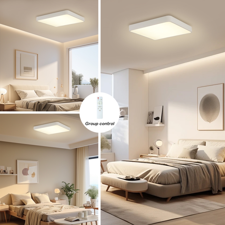 Brilagi - Lámpara de techo LED regulable POOL SQUARE LED/36W/230V 3000-6000K 40x40 cm blanca + mando a distancia