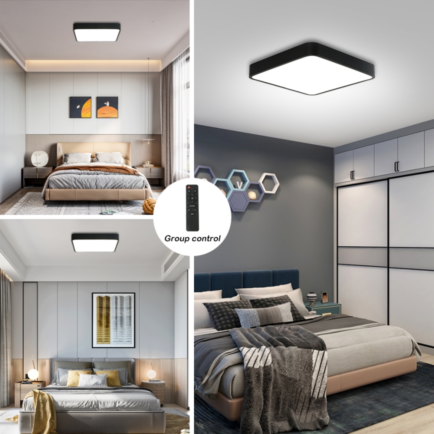 Brilagi - Lámpara de techo LED regulable POOL SQUARE LED/36W/230V 3000-6000K 40x40 cm negra + mando a distancia