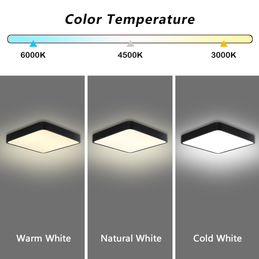 Brilagi - Lámpara de techo LED regulable POOL SQUARE LED/48W/230V 3000-6000K 50x50 cm negra + mando a distancia