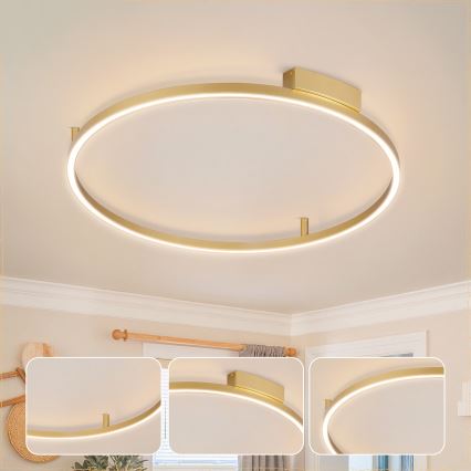 Brilagi - Lámpara de techo LED regulable PORTOFINO LED/60W/230V 3000-6000K Ø 80 cm dorada + mando a distancia